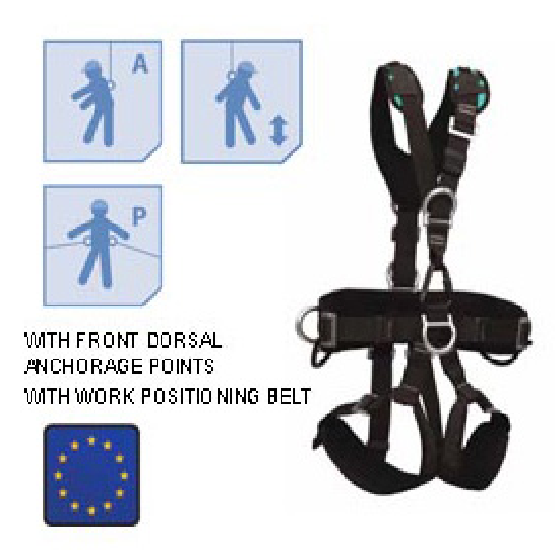 WORKSAFE WSFAB190-01 FULL BODY Harness W/ Front Dorsal Anchorage Points Work Positioning Belt