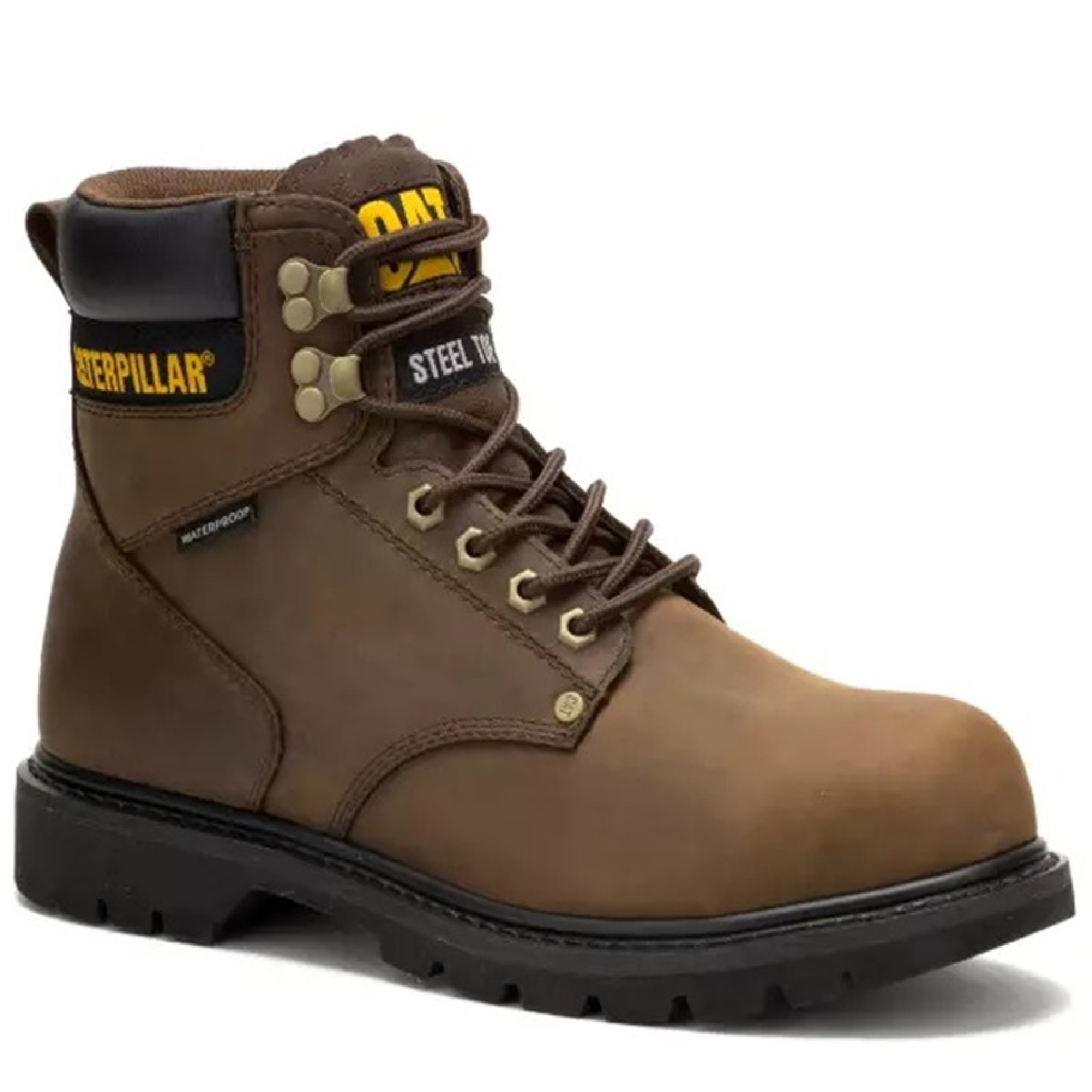 Chaussure De Travail Caterpillar Homme - Bout D'acier, Semelle Antidérapante, Cuir Marron