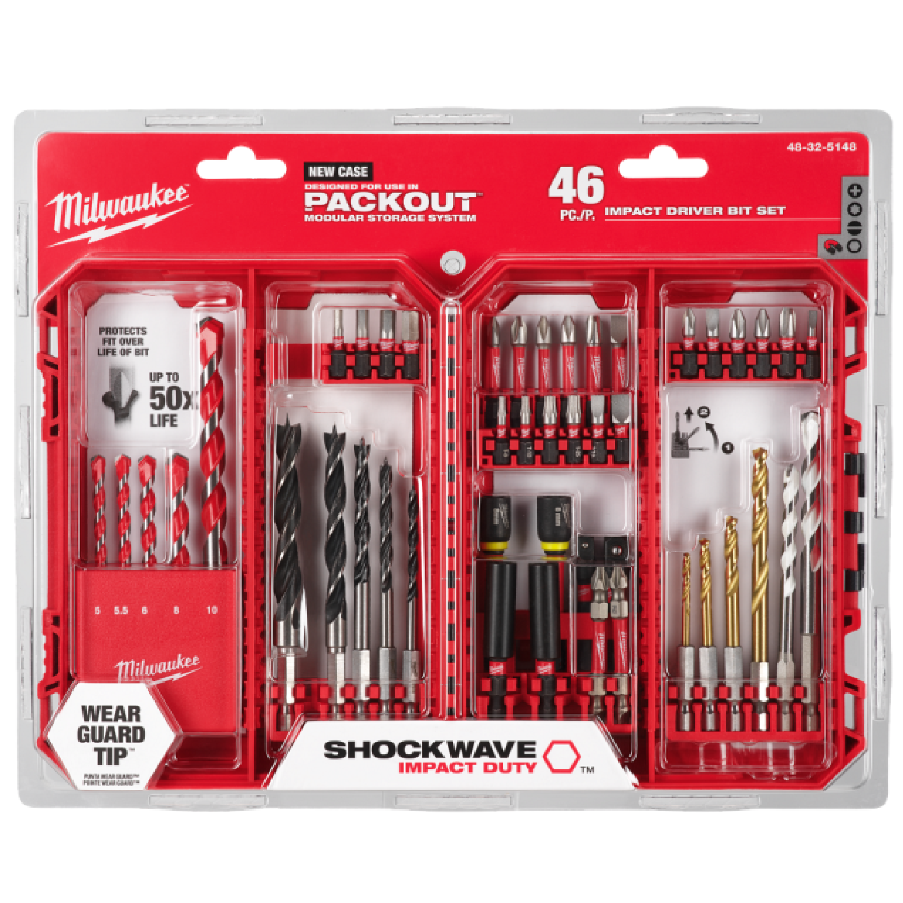 MILWAUKEE SHOCKWAVE Impact Duty Drill & Drive Bit Set 46PC 48-32-5148