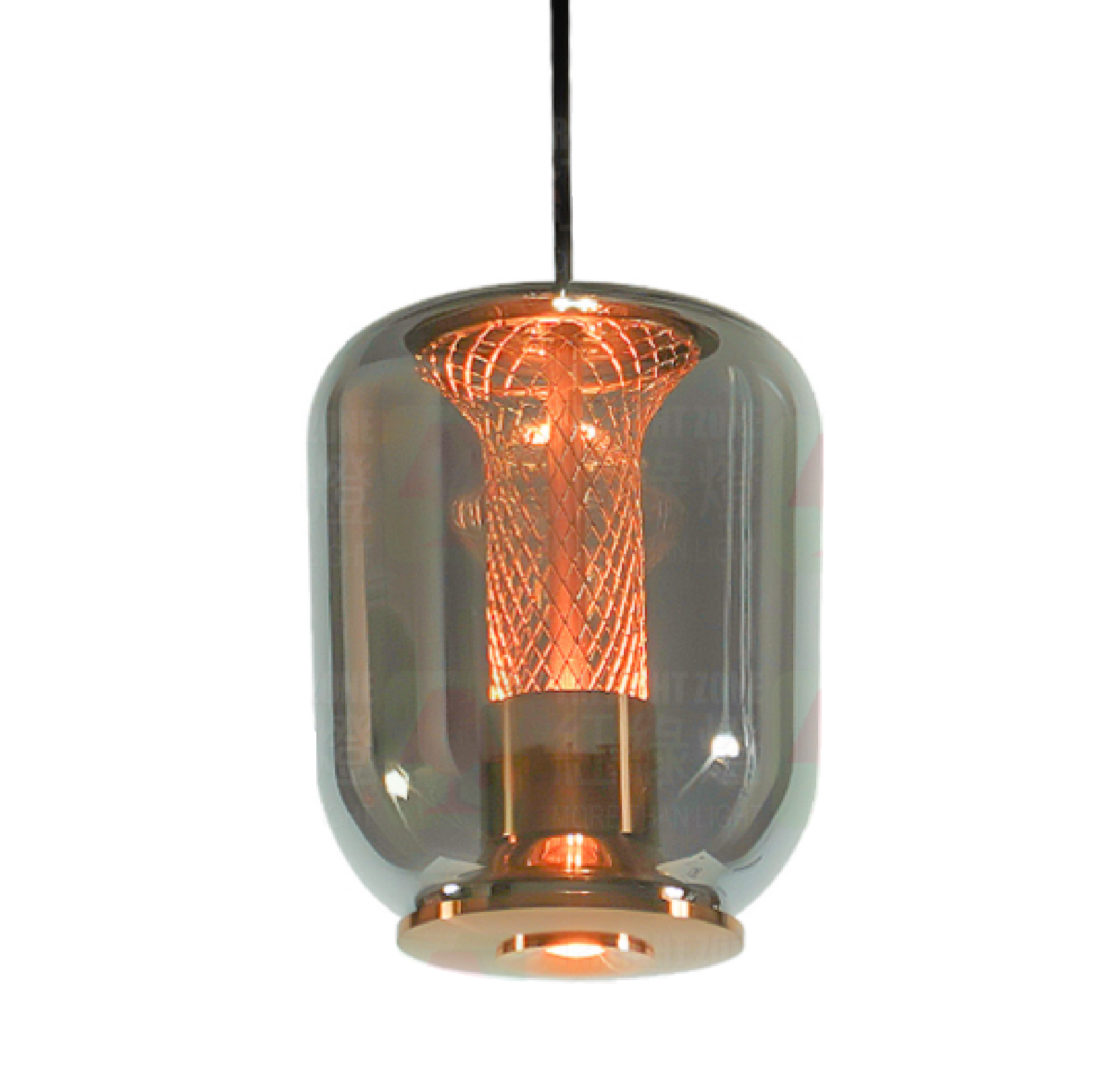 MIKA 8W LED GOLD & GREY SMOKE Glass Pendant Lamp C26-160D