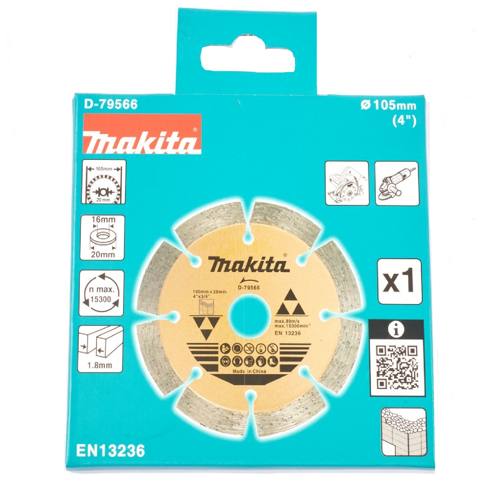 Makita D-79566 DIAMOND WHEEL CUTTER 4"/105MM X 20MM For Concrete