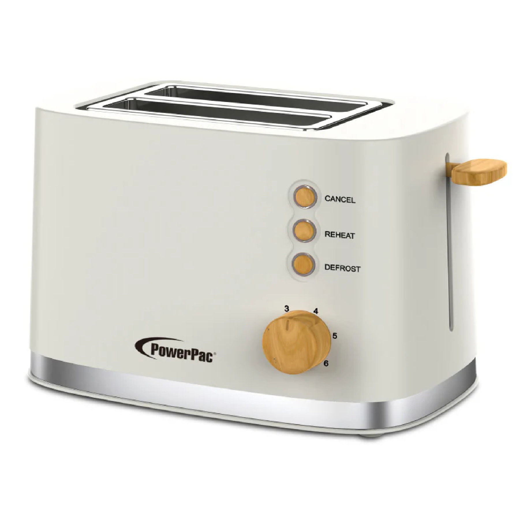 PowerPac 2-Slice Bread Toaster With Auto POP UP (PPT05) WHITE