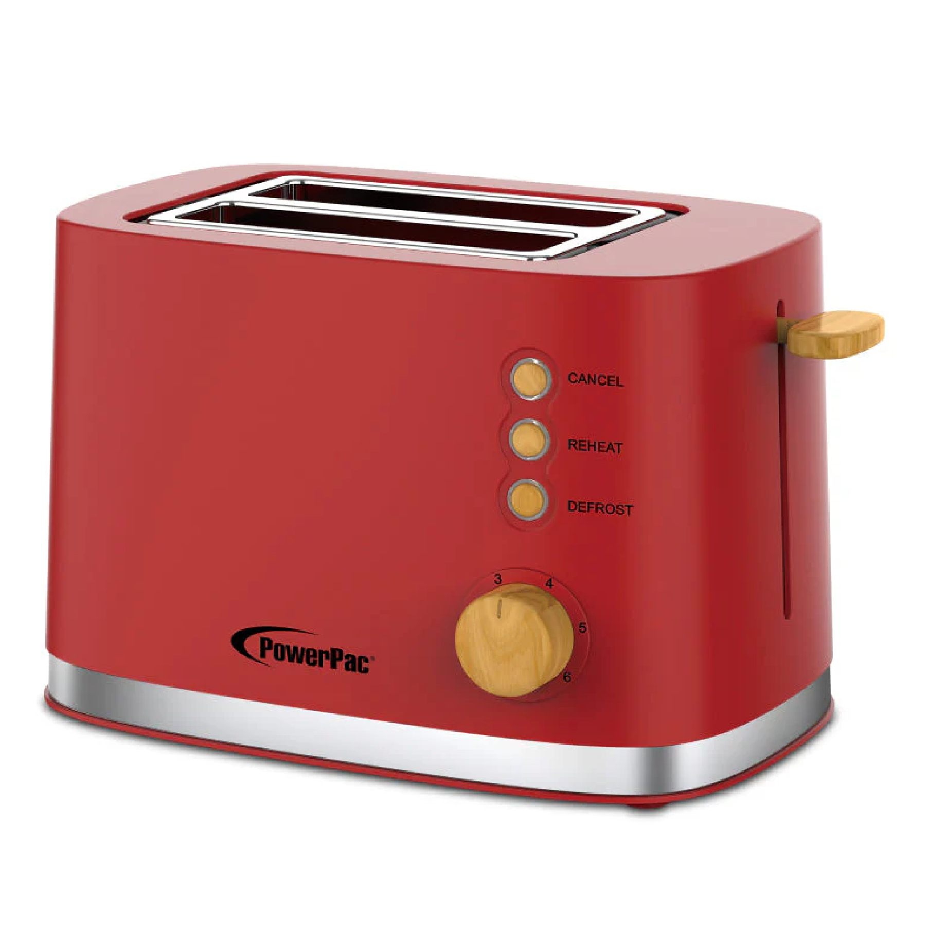 PowerPac 2-Slice Bread Toaster With Auto POP UP (PPT05) RED