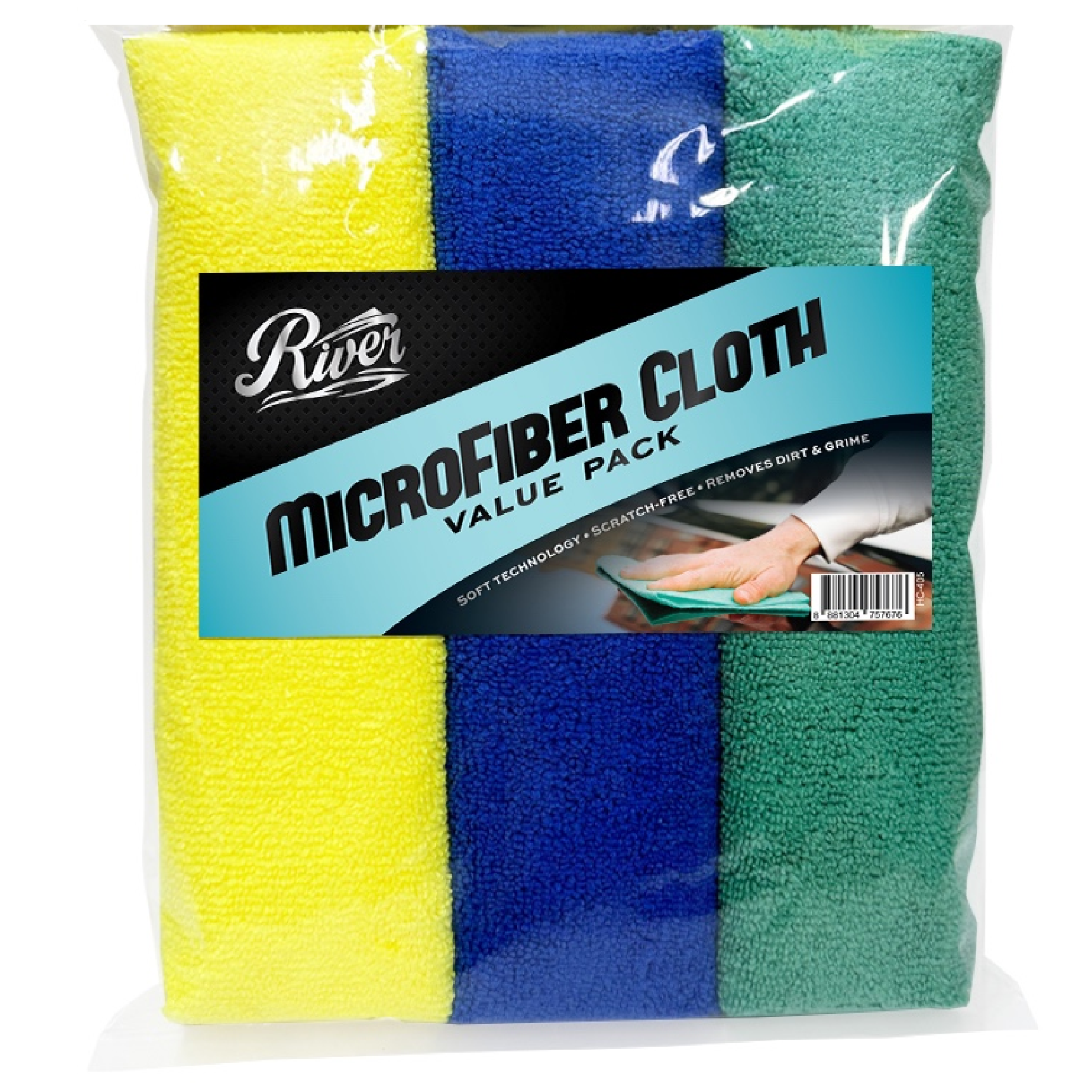 River MICROFIBRE CLOTH VALUE PACK 40CM X 40CM 3PC/PACK