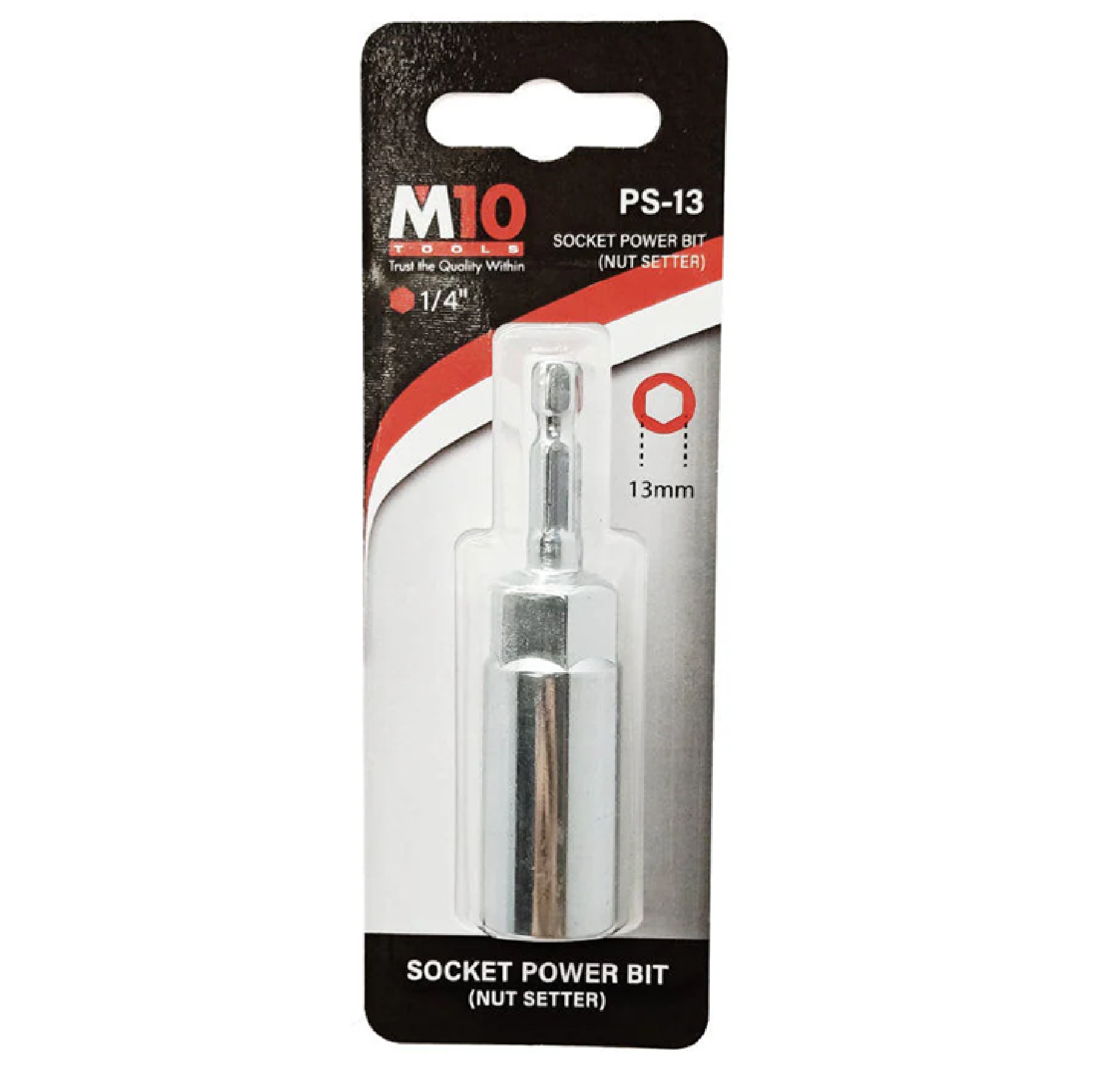 M10 1/4" HEX SOCKET Power Bit 80MM Length