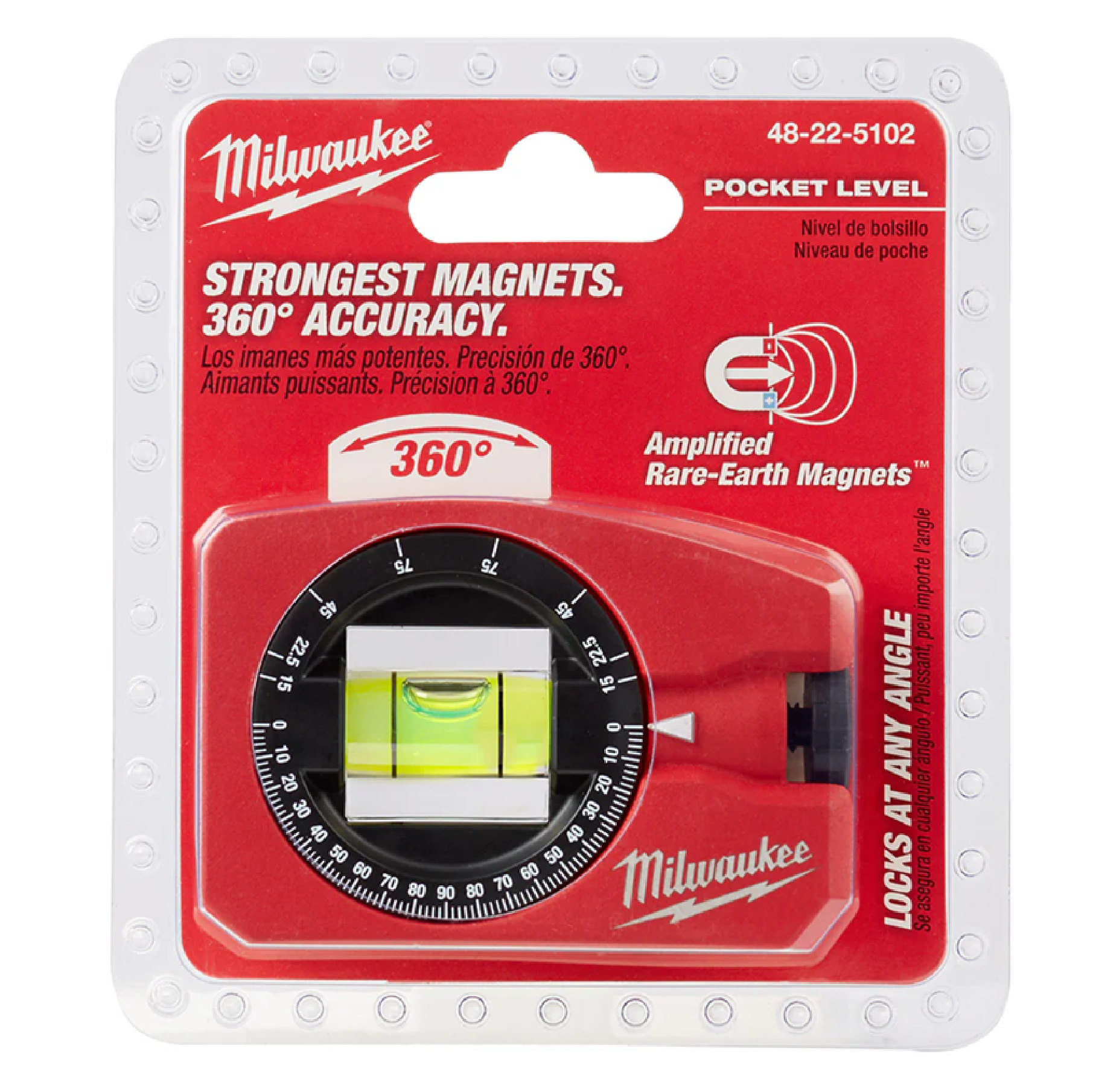 MILWAUKEE Die Cast Pocket Level With 360 VIAL 48-22-5102V