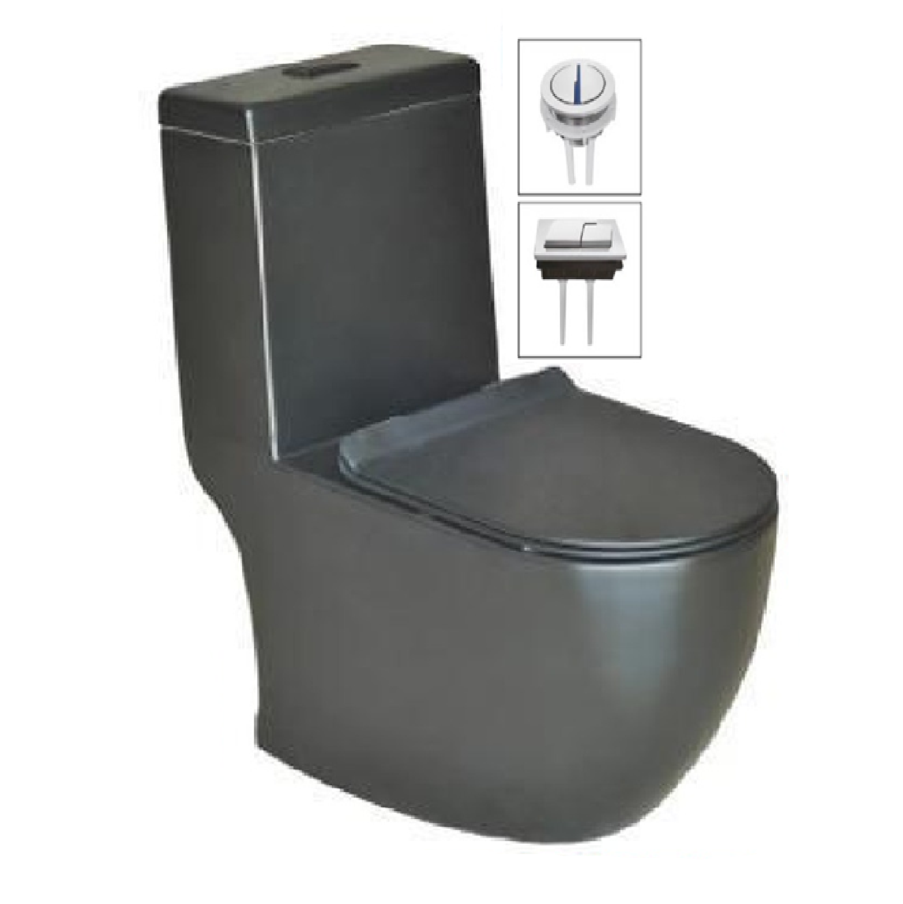 VASILE V598 BLACK One-Piece Closet Dual Flush Toilet Bowl