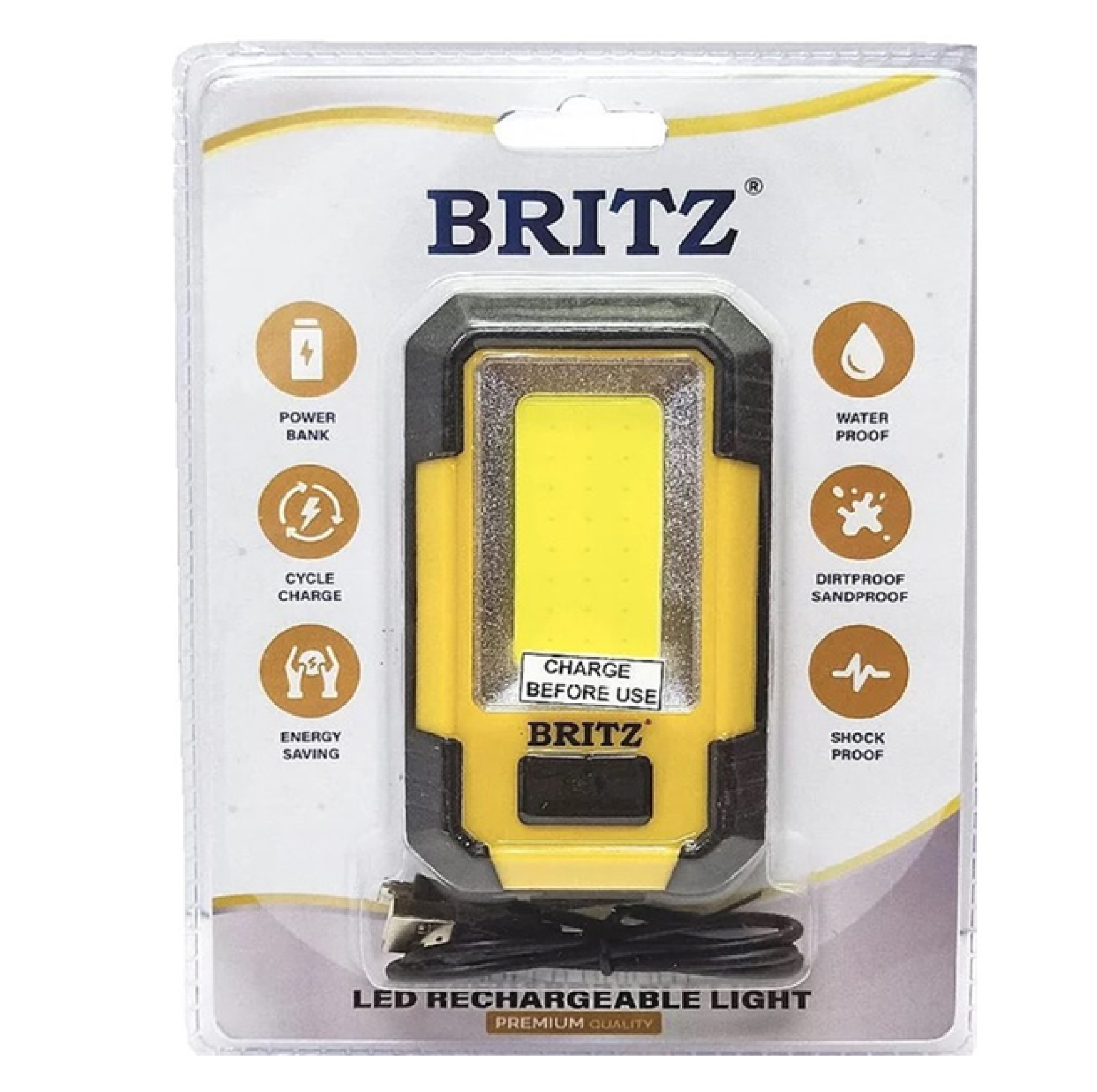 Britz EX-26 10W LED USB Rechargeable Lamp 500 Lumens 6500K IP44