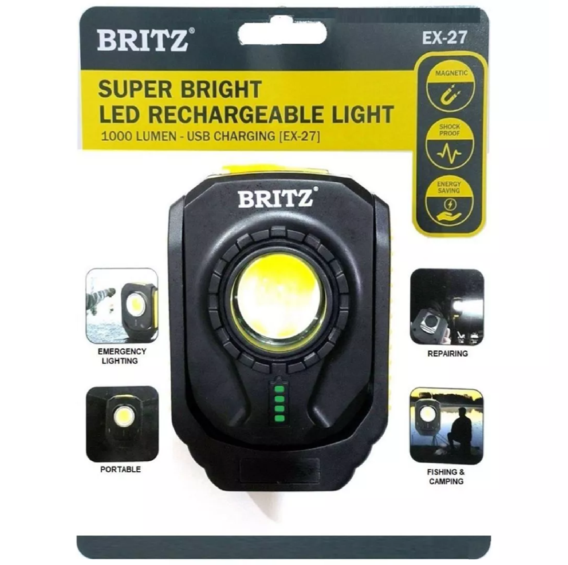 Britz SUPER BRIGHT LED Rechargeable Light 1000 LUMENS EX-27