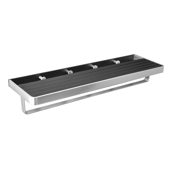 Rubine HOTEL Towel Shelf With Robe Hook CHROME & MATT BLACK BO-3112.BK.CH