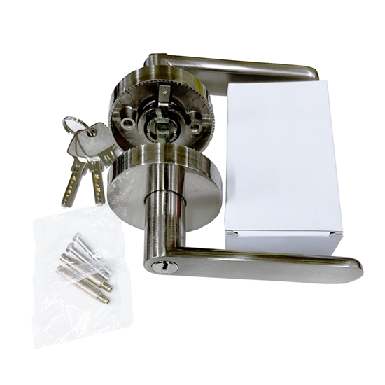 HardwareCity Tubular Lever Lock Entrance Door Lock Knob Set SATIN STEEL LSF331SS