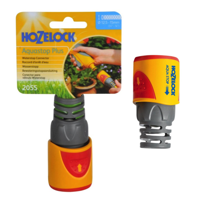 Hozelock 2055 AquaStop Plus Connector For 1/2" (12.5MM) - 5/8" (15MM) Hoses
