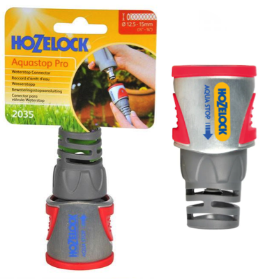 Hozelock 2035 Metal AquaStop Pro Connector For 1/2" (12.5MM) - 5/8" (15MM) Hoses