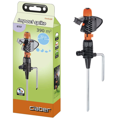Claber 8707 Pulsating Sprinkler 360 Degree With Impact Spike