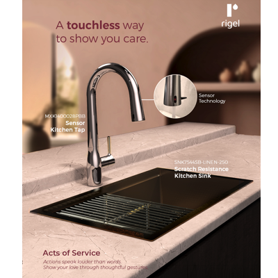 RIGEL W2-R-MXK1400028PBB SENSOR Kitchen Faucet Mixer Tap CHROME ...