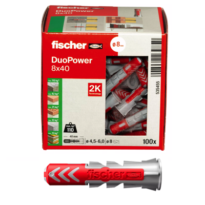 FISCHER DUOPOWER Expansion Wall Plug 8MM X 40MM 100PC/BOX 535455 ...