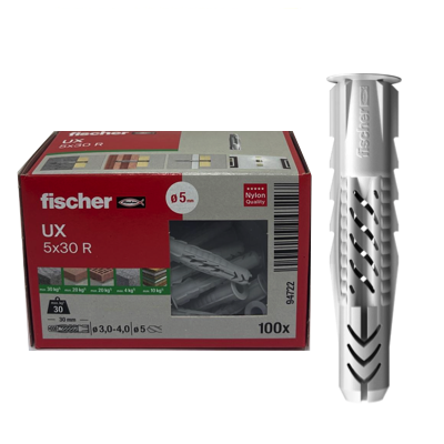 FISCHER Universal Plug UX 5MM X 30MM With RIM 100PC/BOX 94722 ...
