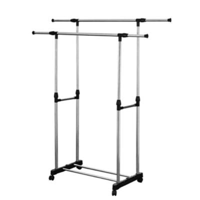 HOUSEWARE Large Telescopic Stainless Steel Double Rod Clothes Rack