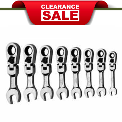 LIMITED SETS LEFT Bluepoint BOERSF708, 8PC SHORT FLEX HEAD Reversible Ratcheting Combination Wrench Set (5/16" - 3/4")