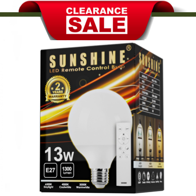 Sunshine LED REMOTE CONTROL BULB 13W E27 1300 LUMENS 3-IN-1 Colour