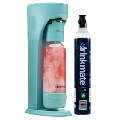 DRINKMATE OmniFizz Sparkling Water & Soda Maker ARCTIC BLUE Comes With 1 Cylinder
