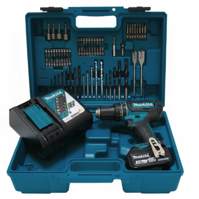 Makita DHP490RFX1 1 X 18V 3.0AH LI-ION BRUSHLESS Cordless Driver Hammer Drill With 74PC Accessories