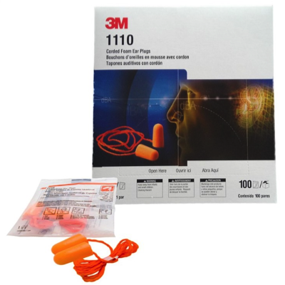 3M 1110 Corded Disposable Earplug Box Of 100