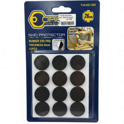 Orex 12PC ROUND Self-Adhesive RUBBER PAD 26MM BLACK