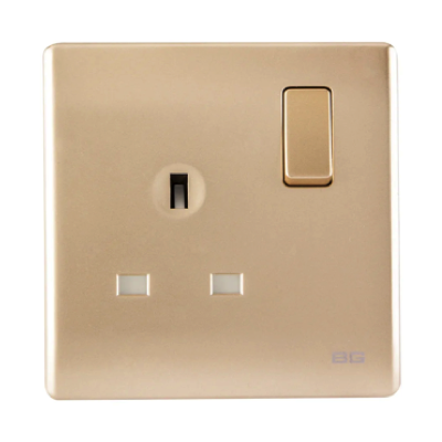 British General BG CHAMPAGNE Neo Slimline Single Gang Switched Socket (PCCH21)