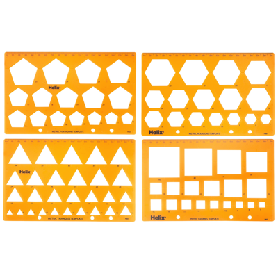 HELIX OXFORD 4 TYPES OF SHAPES TEMPLATES 4PC/SET