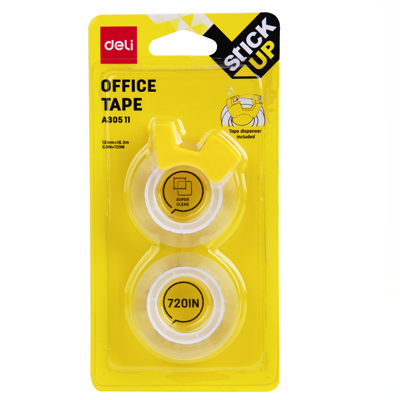 DELI Invisible Office Tapes With 1 X Tape Dispenser 12MM X 18.3M 2PC/PACK