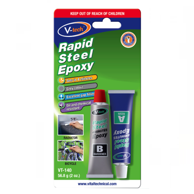 V-TECH Rapid Steel Epoxy Grey Adhesive Glue A+B 56.8g VT-140