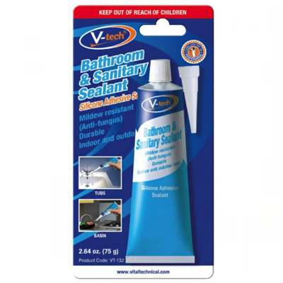 V-TECH BATHROOM & SANITARY SEALANT ANTI-FUNGUS Silicone Adhesive 75g VT-132