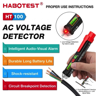HABOTEST HT100 AC Voltage Test Pen 12V-1000V CAPACITY