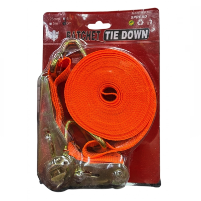 HardwareCity 25MM (1") X 6M RATCHET TIE DOWN SET 124186 AUTO RELEASE