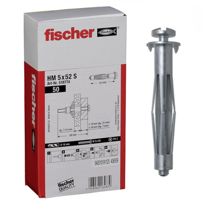 FISCHER Metal Cavity Fixing HM 5MM X 52MM 50PC/BOX