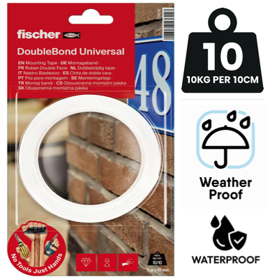 FISCHER UNIVERSAL DOUBLE-SIDED TAPE CLEAR (OUTDOOR) 19MM X 3M 574519