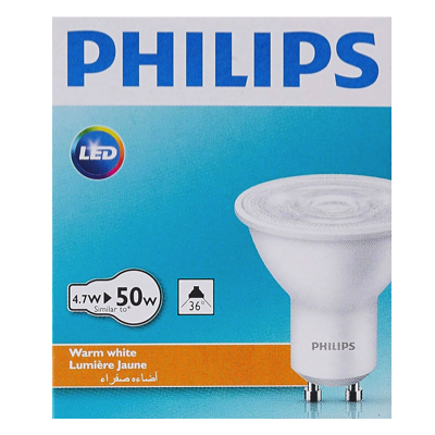 PHILIPS GU10 4.7W 50W ESSENTIAL LED LIGHT BULB