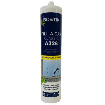 BOSTIK A326 FILL A GAP WHITE CLASSIC MULTI-PURPOSE ACRYLIC GAP SEALANT AND FILLER