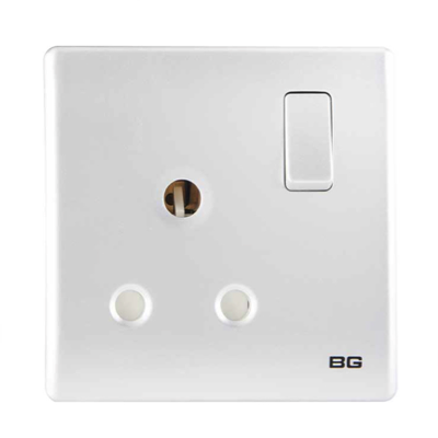 British General BG Neo Slimline SILVER 15A ROUND PIN Switched Socket (PCSL99)
