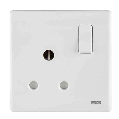 British General BG Neo Slimline WHITE 15A ROUND PIN Switched Socket