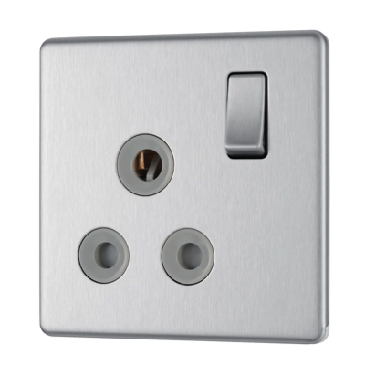British General BG BRUSHED STAINLESS STEEL 15A POWER SOCKET FLAT PLATE