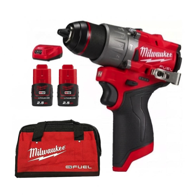 MILWAUKEE Hammer Percussion Drill M12FPD2 2 X 12V 2.5AH LI-ION Comes With M12 Contractor Bag