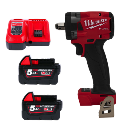 MILWAUKEE M18 FUEL GEN II 2 X 18V 5.0AH LI-ION 1/2" COMPACT IMPACT WRENCH FIW212-502X