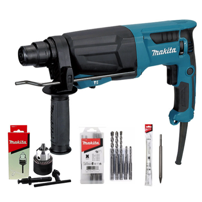 Makita HR2670X5 Combination Hammer Drill 26MM (Comes With Accessories Pack)