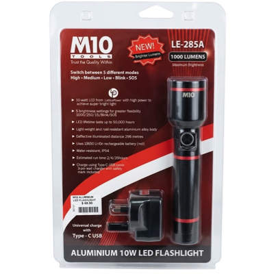 M10 10W LED Rechargeable Flashlight LE-285A