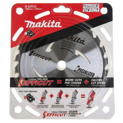 Makita B-62022 185MM (7-1/4") X 20MM X 1.45MM THIN KERF EFFICUT FOR WOOD
