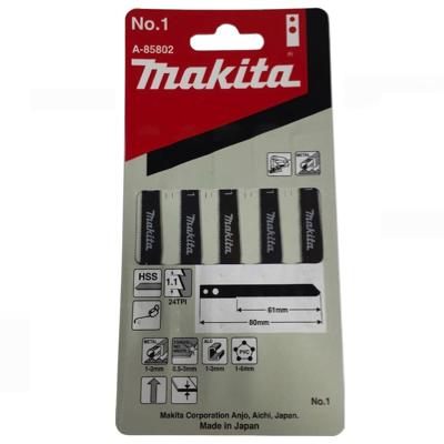 Makita A-85802 JIGSAW BLADE 5PC/PACK NO.1 FOR MILD STEEL & STAINLESS STEEL