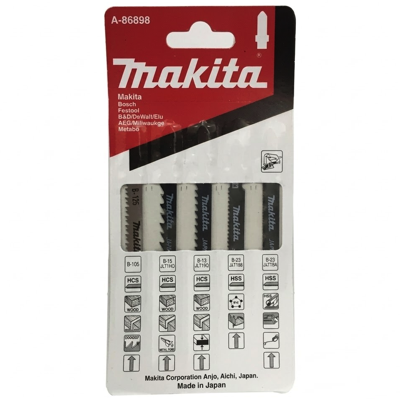 Makita A-86898 JIGSAW BLADE MIX ASSORTMENT 5-IN-1 PACK T-SHANK