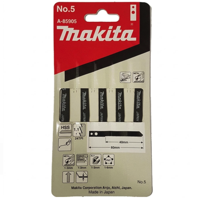 Makita A-85905 JIGSAW BLADE 5PC/PACK NO.5 24TPI FOR METALS & PLASTICS